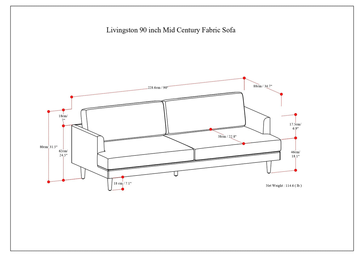 Livingston 90" Sofa - Mist