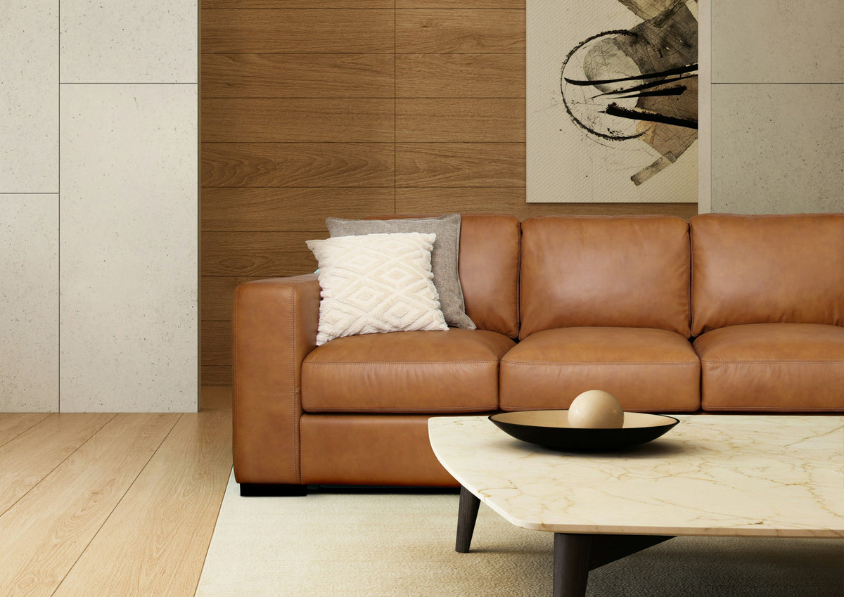 Top Grain Leather Sofa Vintage Finish, tan, view 2