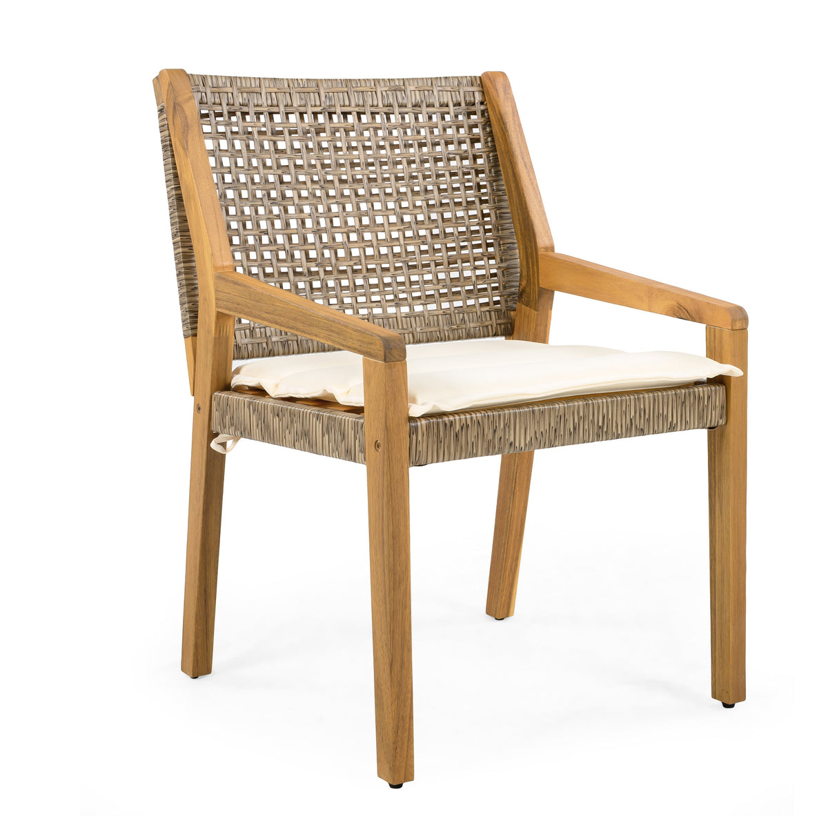Acacia Wood and Wicker Dining Chair Set