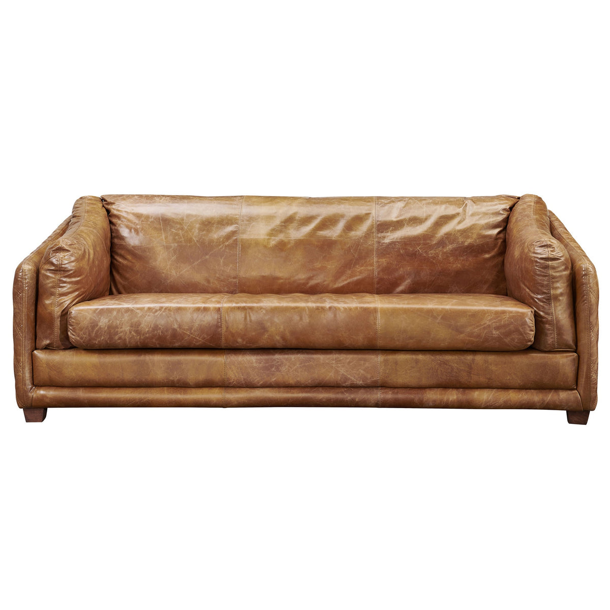 Top Grain Leather Sofa Quilted Outer Shell, light brown, view 4