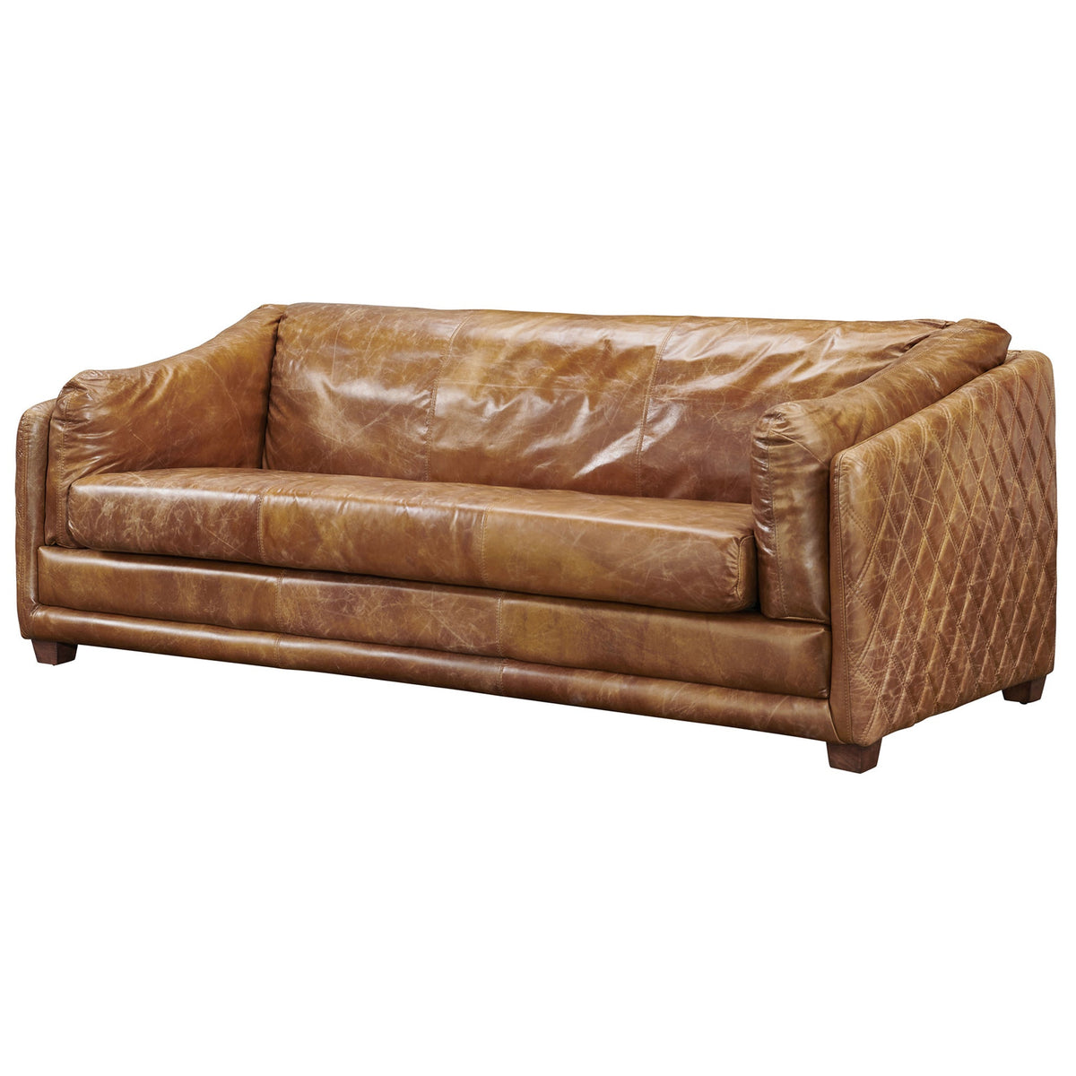 Top Grain Leather Sofa Quilted Outer Shell, light brown, view 3