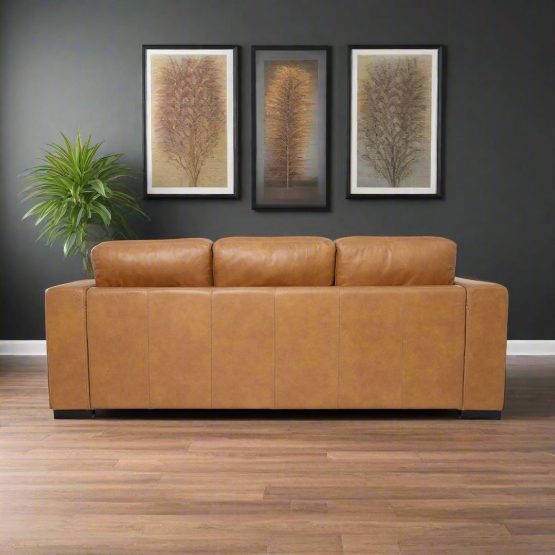Top Grain Leather Sofa Vintage Finish, tan, view 9