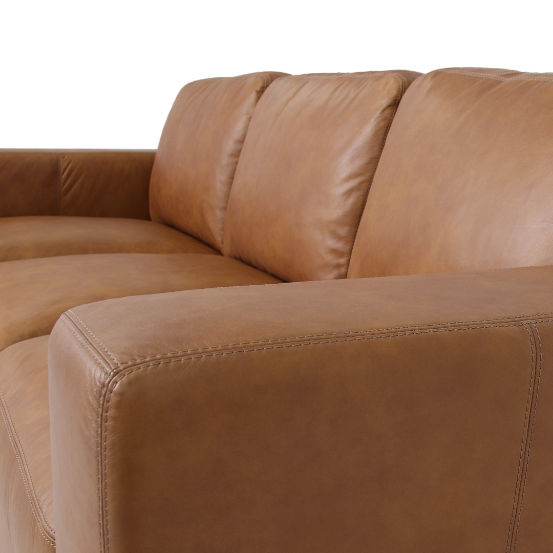 Top Grain Leather Sofa Vintage Finish, tan, view 7