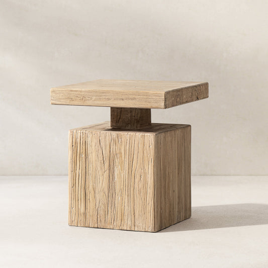 Reclaimed Elm Block Plinth Table