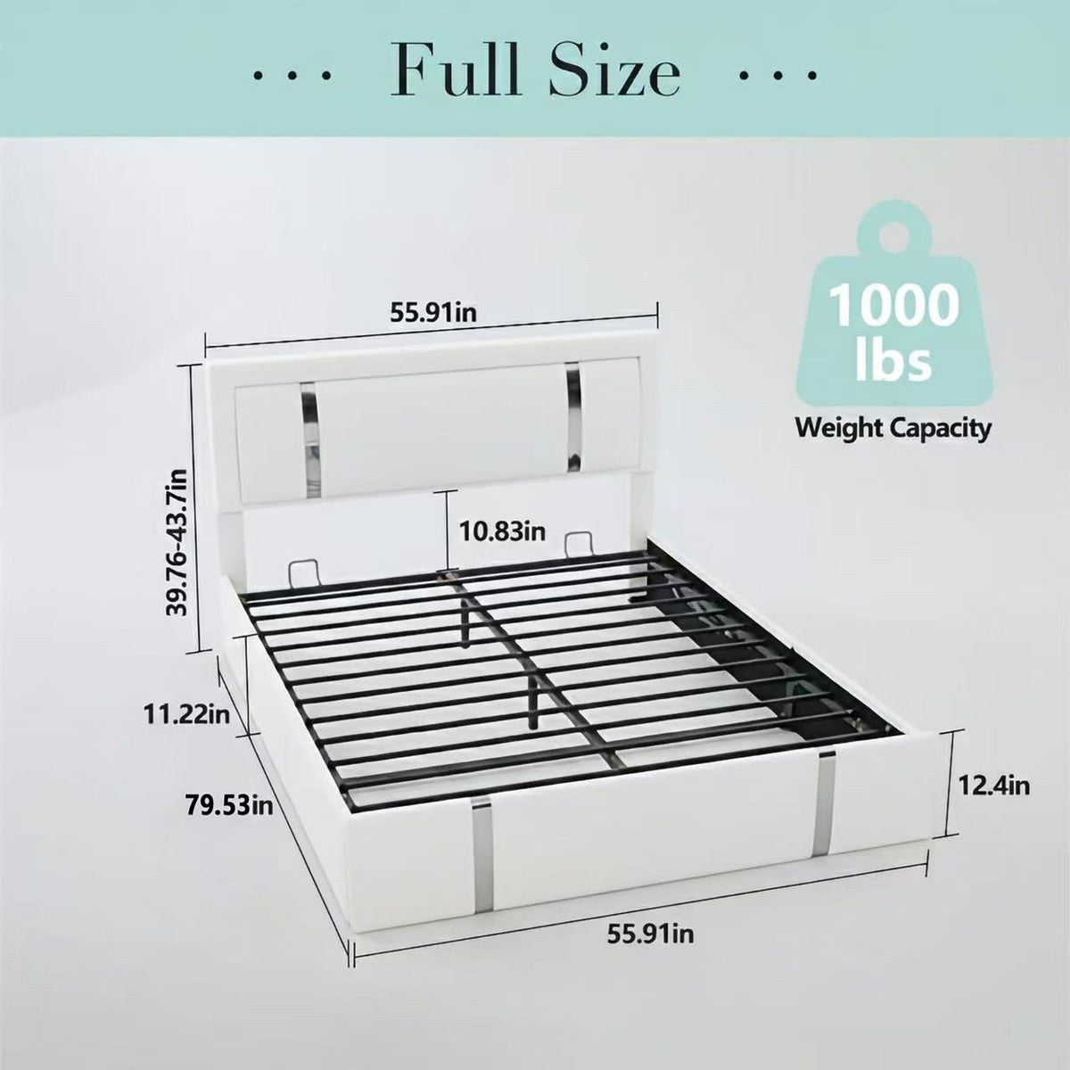Upholstered Bed Frame with Adjustable LED Headboard