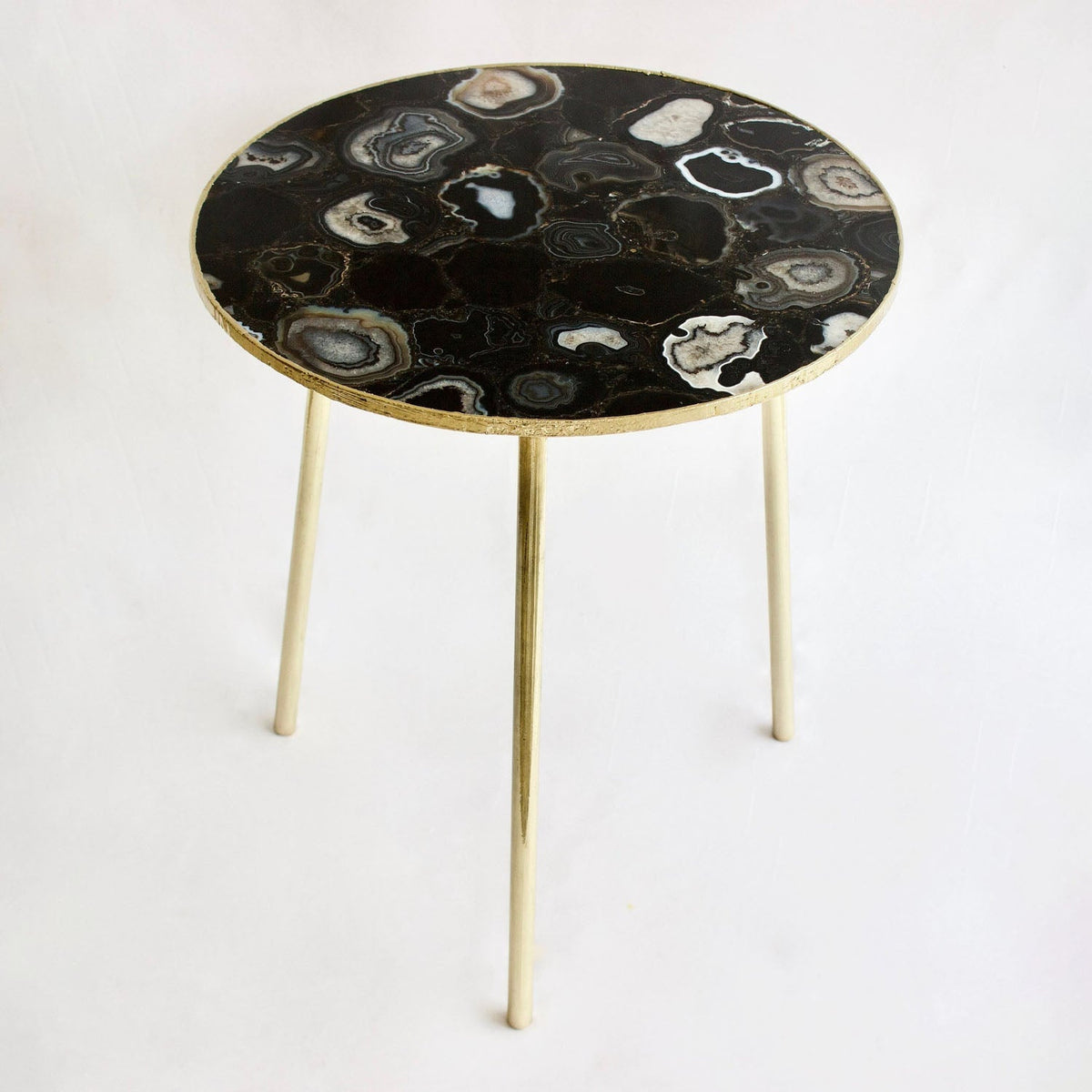 Black Agate Round Coffee/Side Table - 12", 14" or 16"