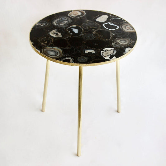 Black Agate Round Coffee/Side Table - 12", 14" or 16"