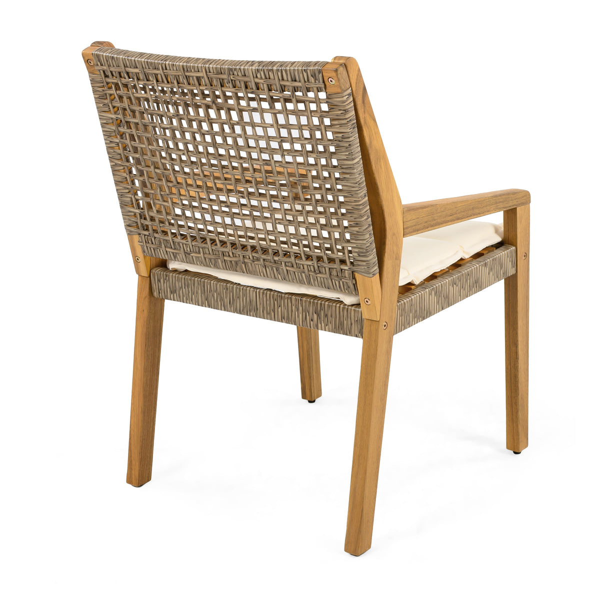 Acacia Wood and Wicker Dining Chair Set