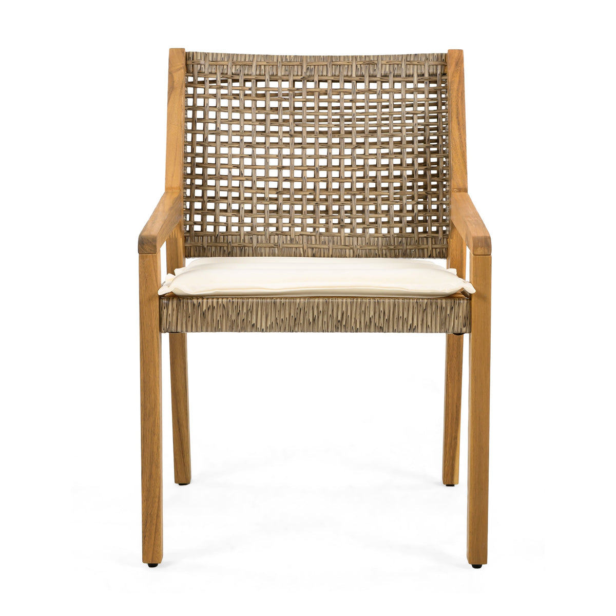 Acacia Wood and Wicker Dining Chair Set