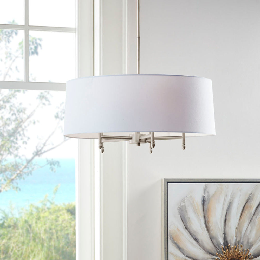 Cotton Linen Fabric Chandelier with Brass Frame