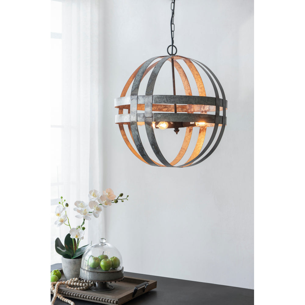 Galvanized Steel Industrial Chandelier Four Lights