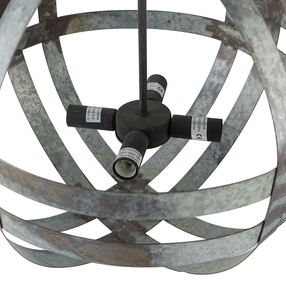 Galvanized Steel Industrial Chandelier Four Lights