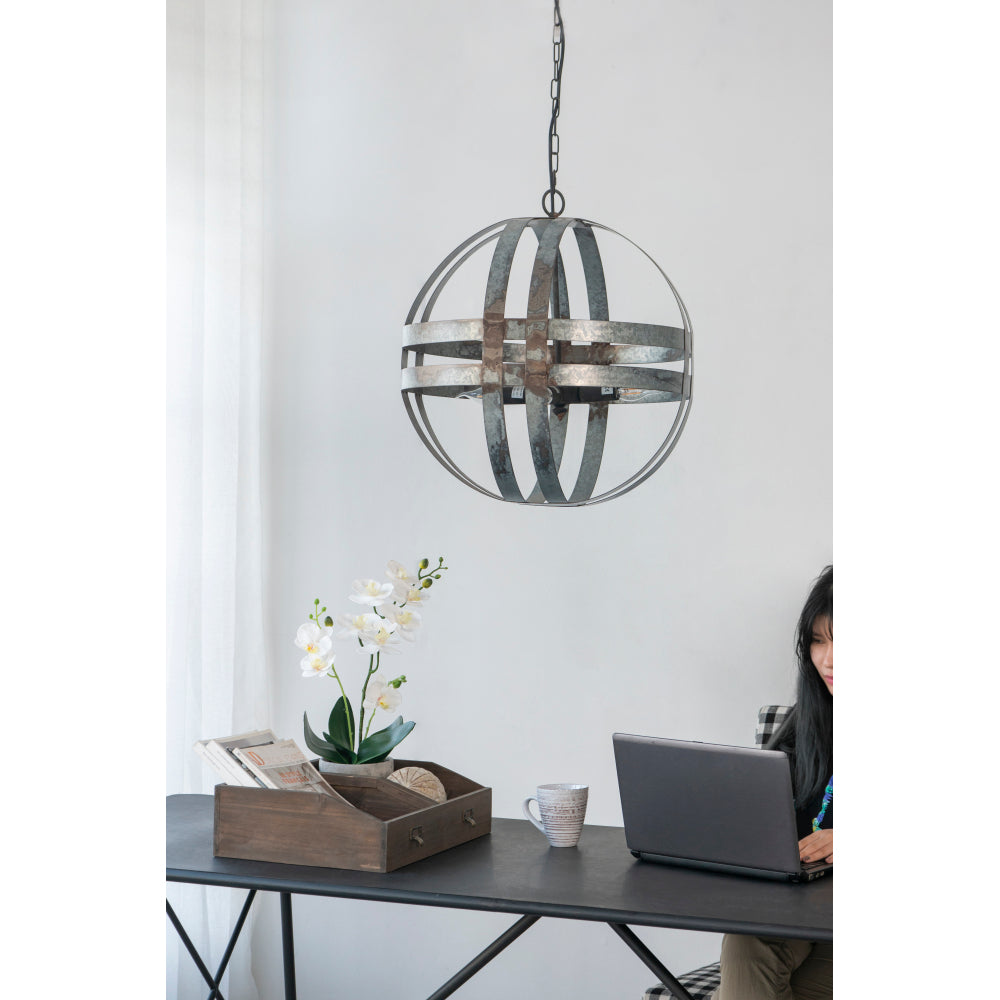 Galvanized Steel Industrial Chandelier Four Lights