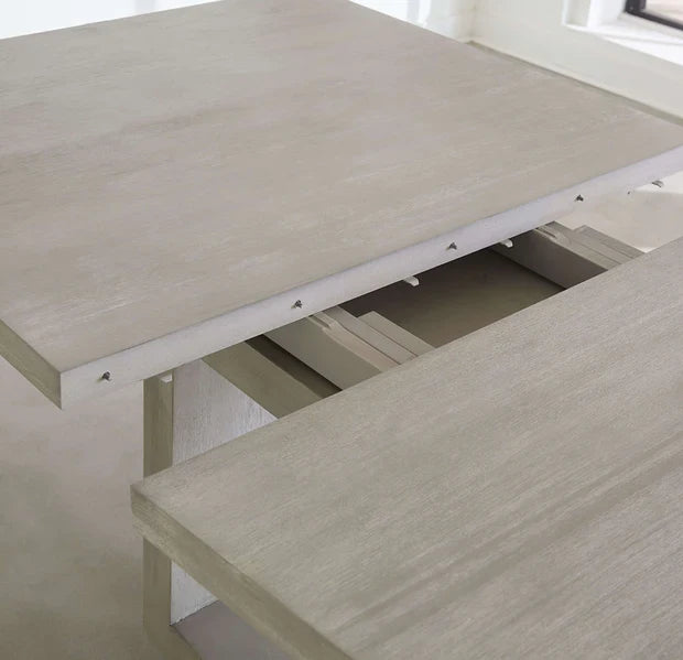 Weathered Acacia Dining Table Floating Plinth Base, weathered grey, view 5