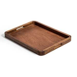 Rectangular serving tray, 14" x 18", dark wood with visible grain.