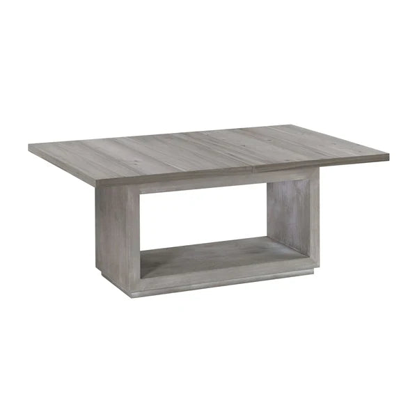 Weathered Acacia Dining Table Floating Plinth Base, weathered grey, view 2