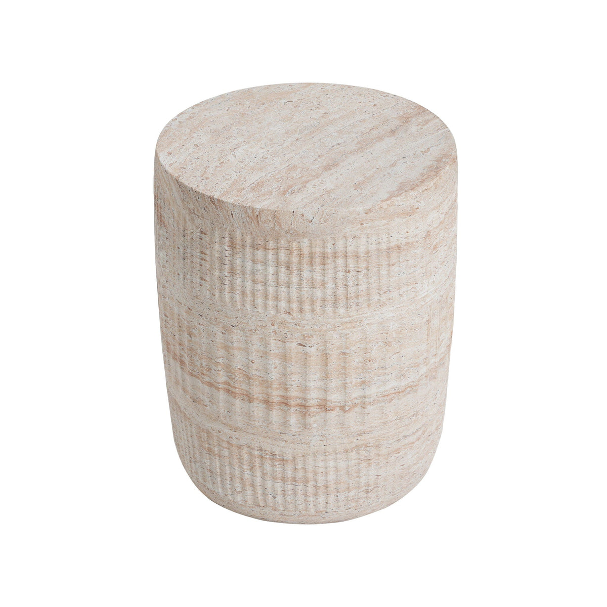 Lightweight Concrete Side Table with Travertine
