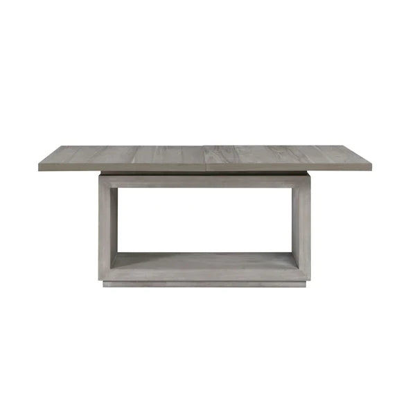Weathered Acacia Dining Table Floating Plinth Base, weathered grey, view 6