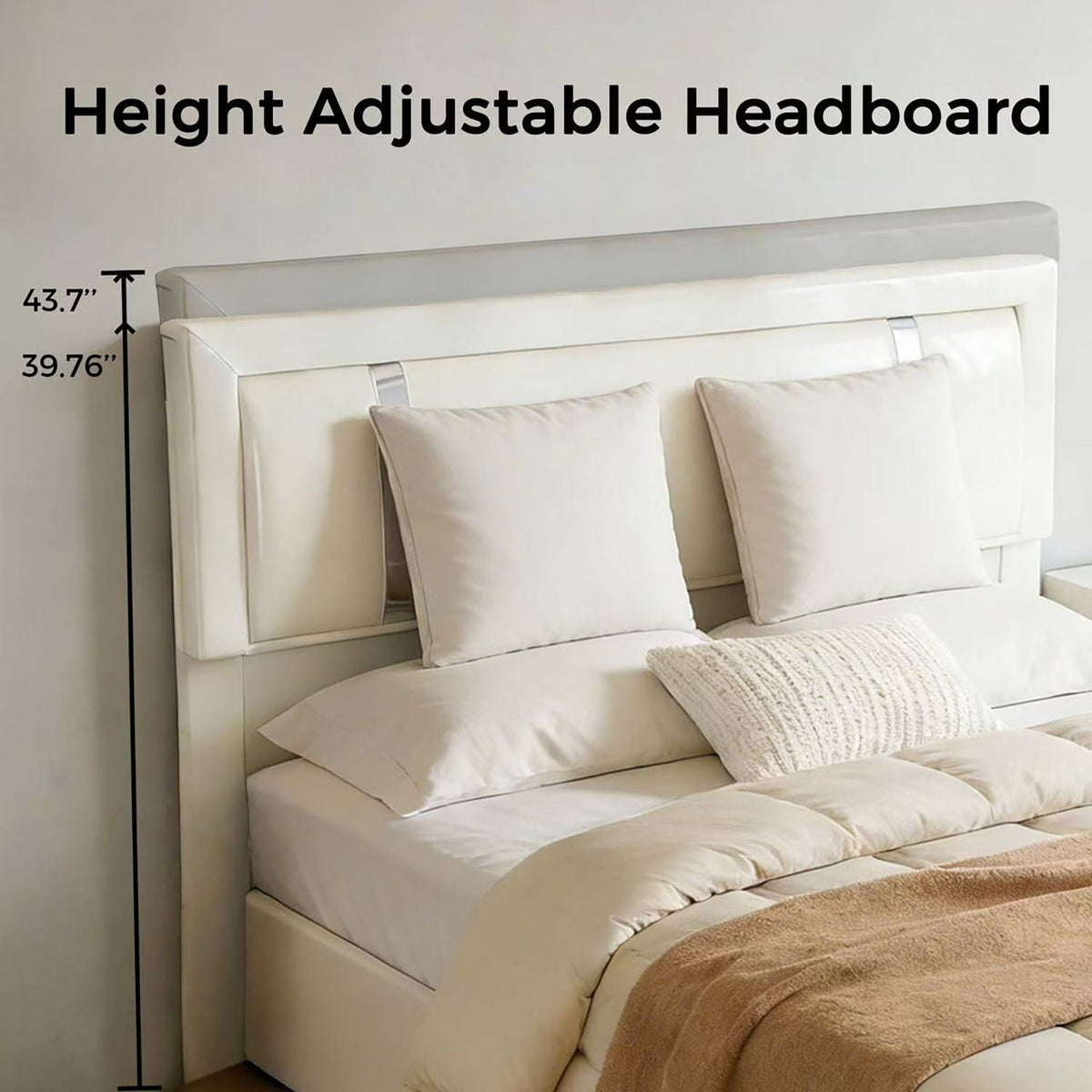 Upholstered Bed Frame with Adjustable LED Headboard