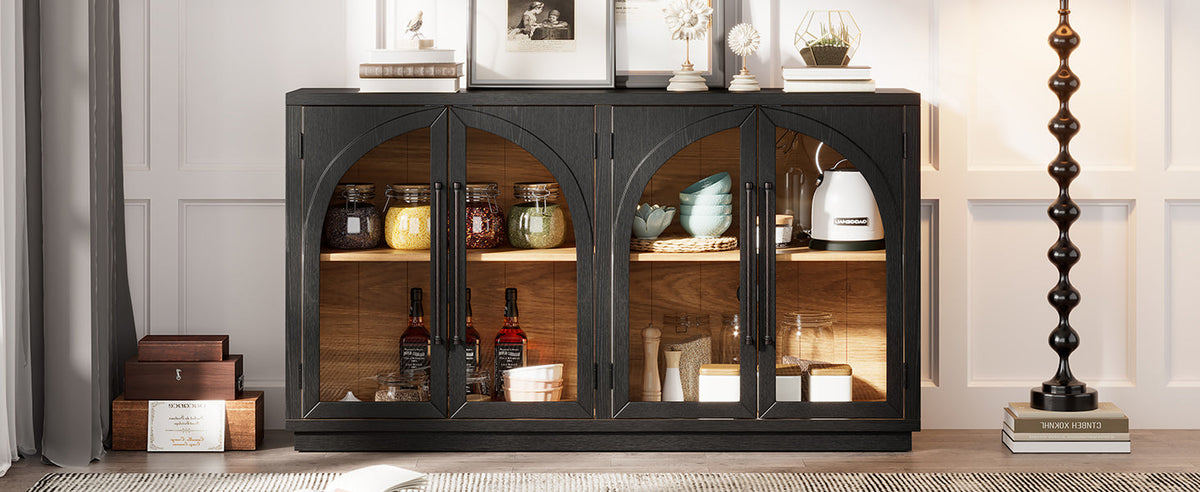 Glass Door Sideboard with Arched Cabinet