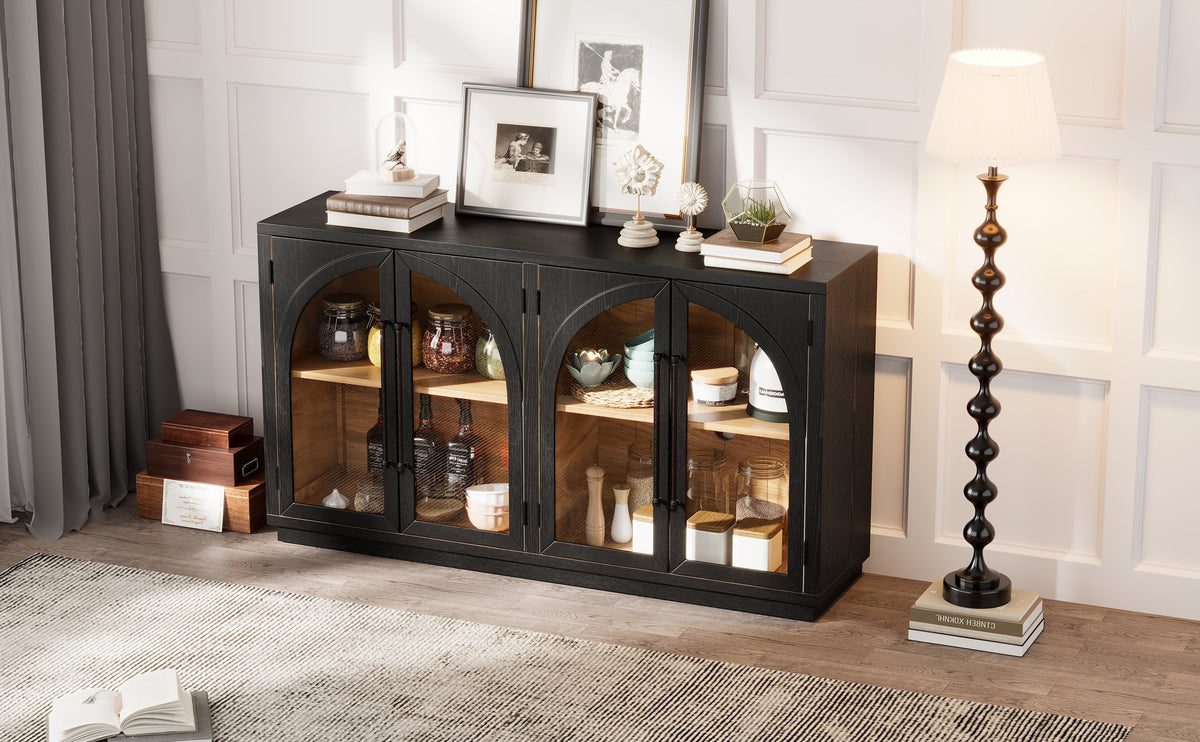 Glass Door Sideboard with Arched Cabinet