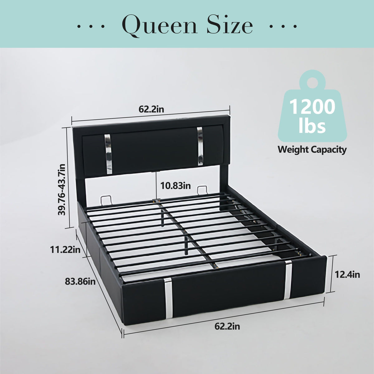 Upholstered Bed Frame with Adjustable LED Headboard