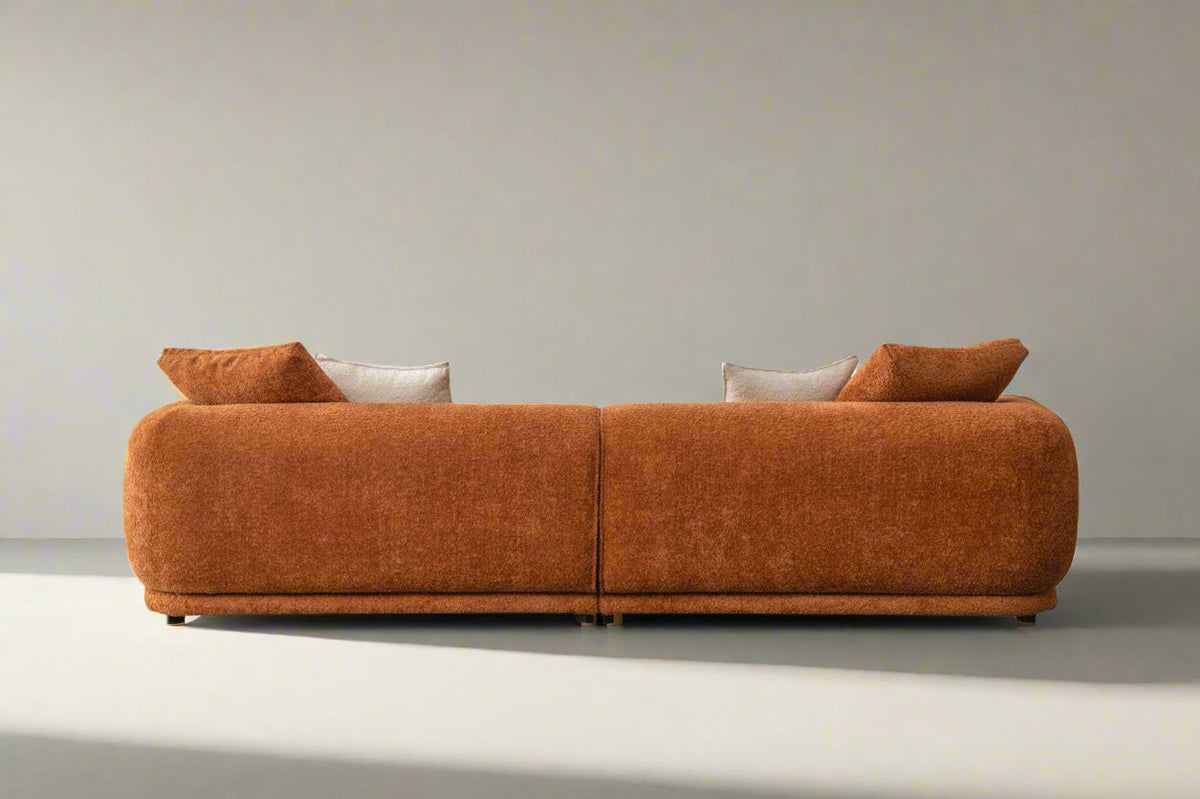 Upholstered Four-Seat Sofa Low Curved Profile, rust, view 4