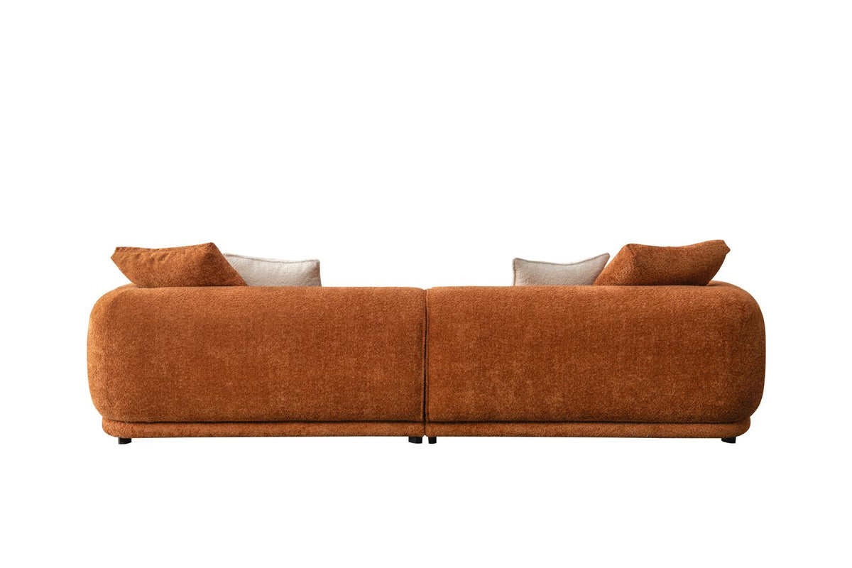 Upholstered Four-Seat Sofa Low Curved Profile, rust, view 6