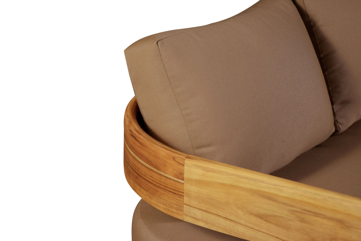 Solid Teak Sofa Wide Frame Arms, teak and light brown, view 3