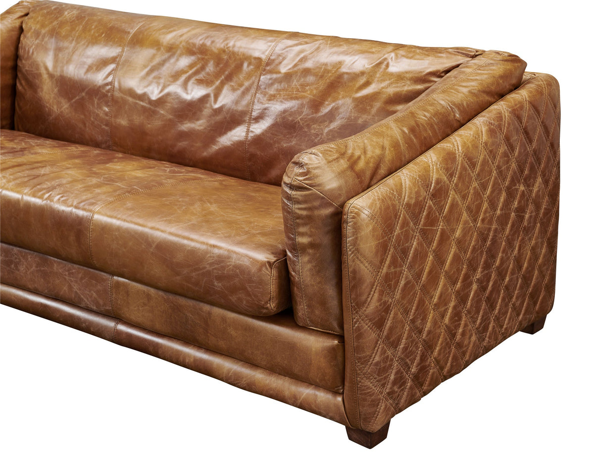 Top Grain Leather Sofa Quilted Outer Shell, light brown, view 5