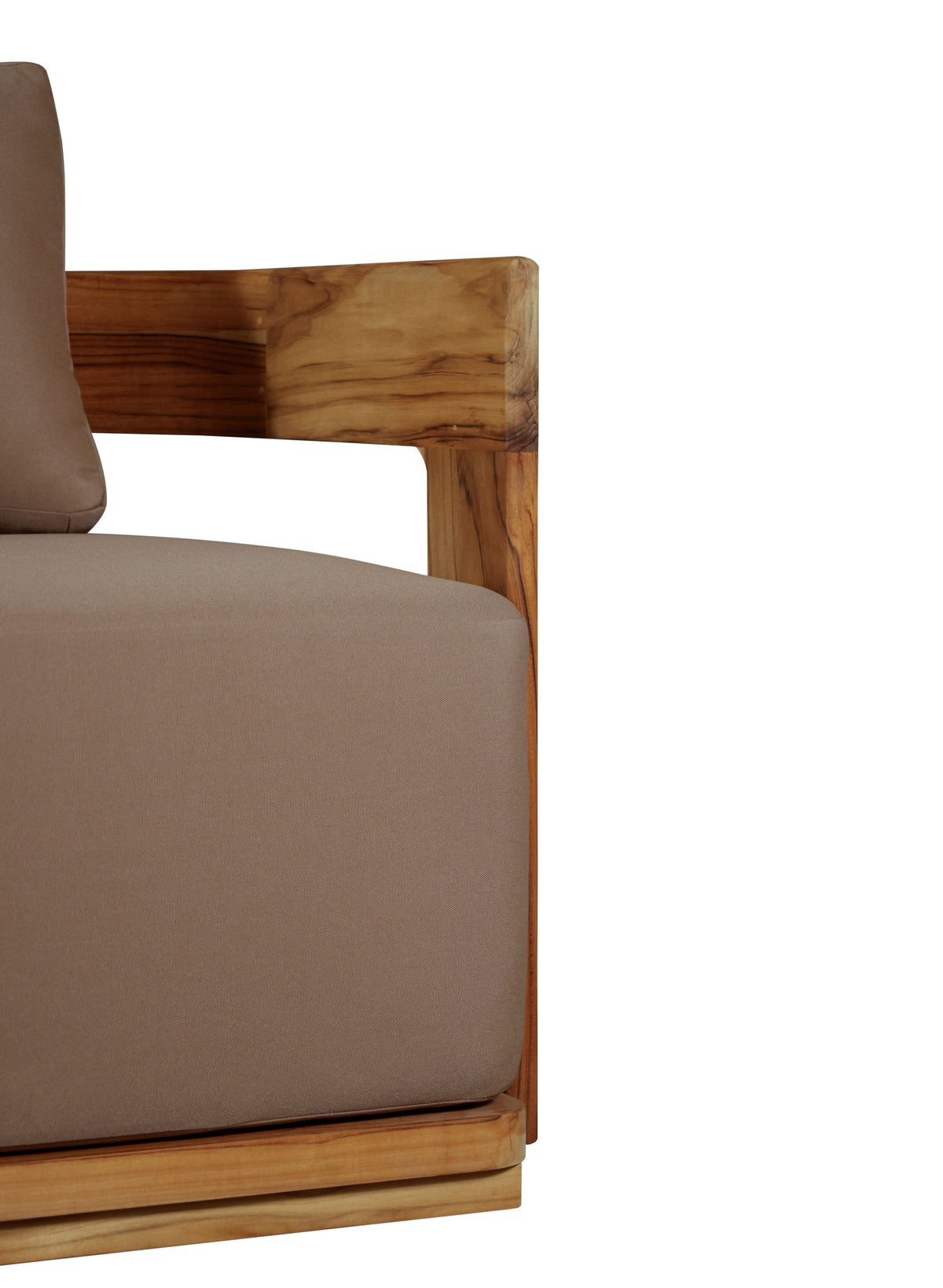 Solid Teak Sofa Wide Frame Arms, teak and light brown, view 4