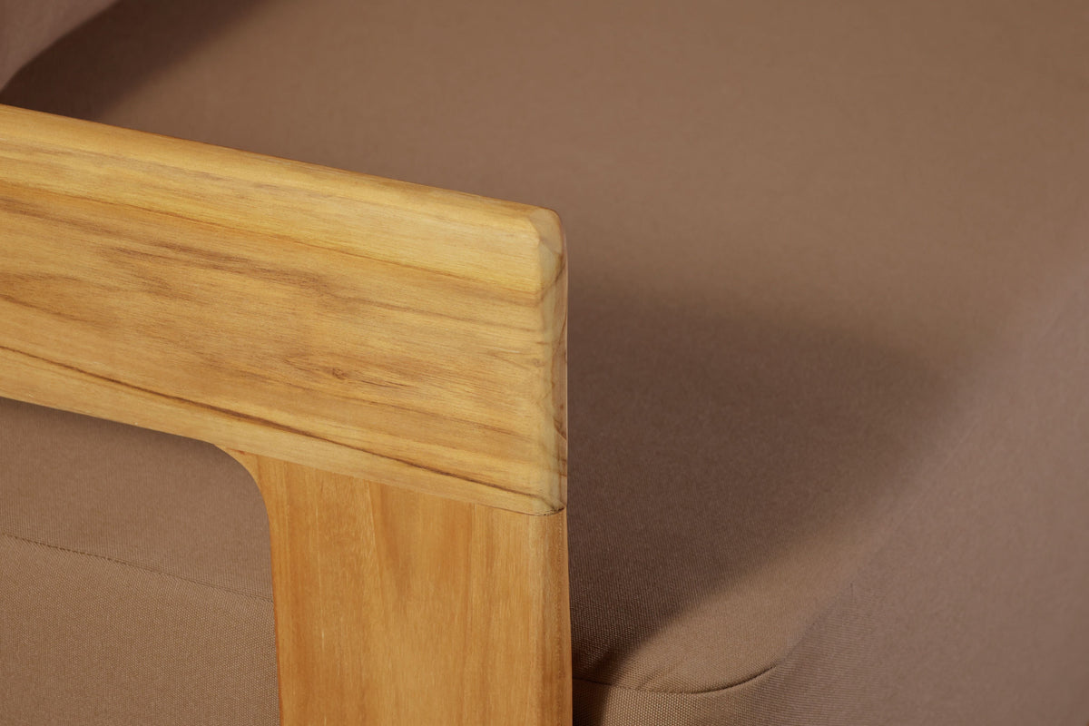 Solid Teak Sofa Wide Frame Arms, teak and light brown, view 5