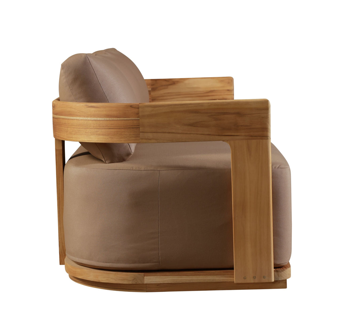Solid Teak Sofa Wide Frame Arms, teak and light brown, view 7