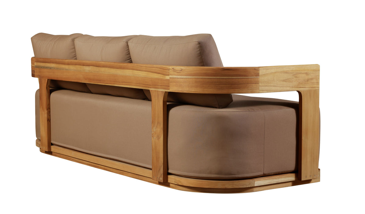 Solid Teak Sofa Wide Frame Arms, teak and light brown, view 8