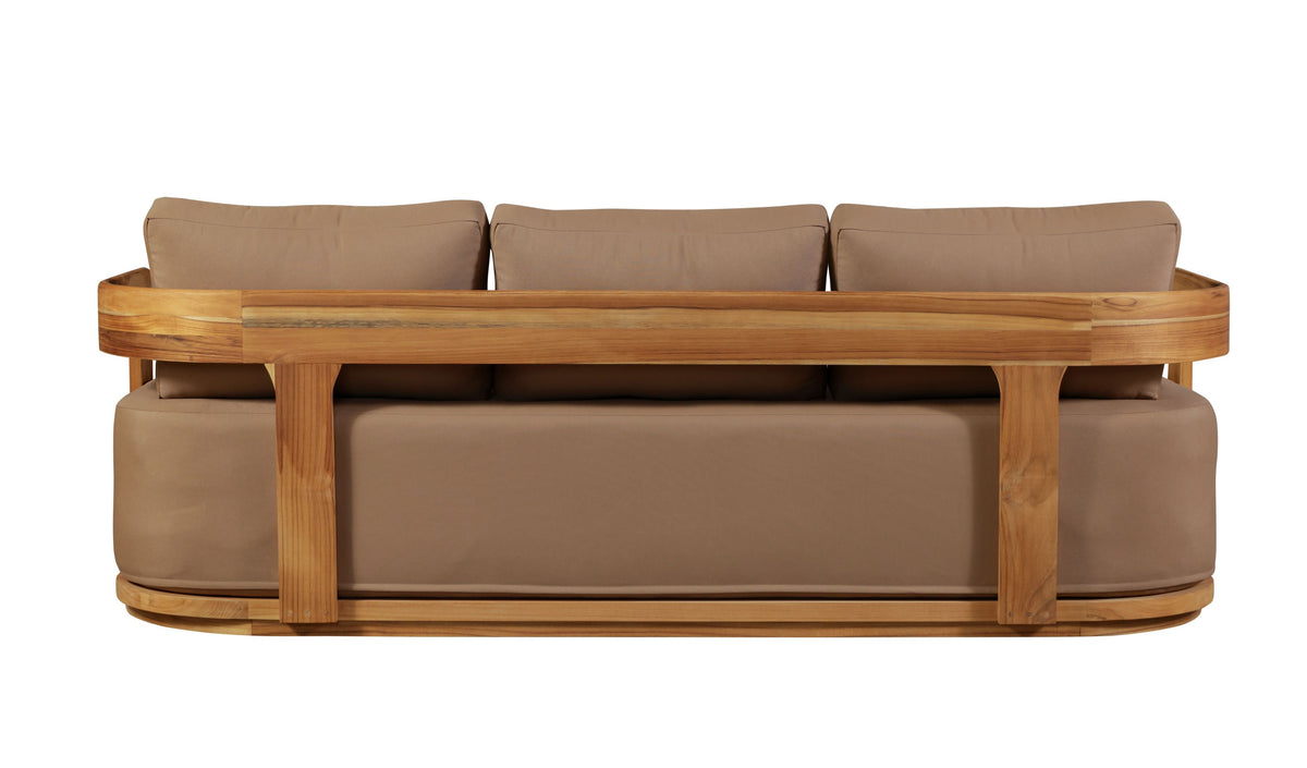 Solid Teak Sofa Wide Frame Arms, teak and light brown, view 9