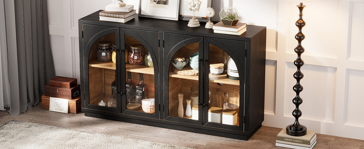 Glass Door Sideboard with Arched Cabinet