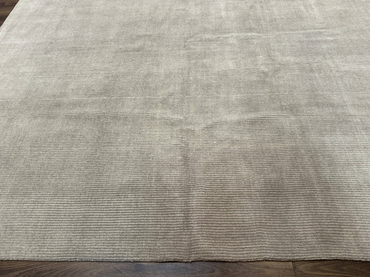Wool Tibetan Rug Hand-Knotted Tonal Field, taupe, view 6