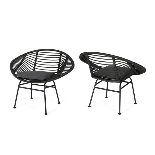 Woven Wicker Outdoor Chairs with Cushions