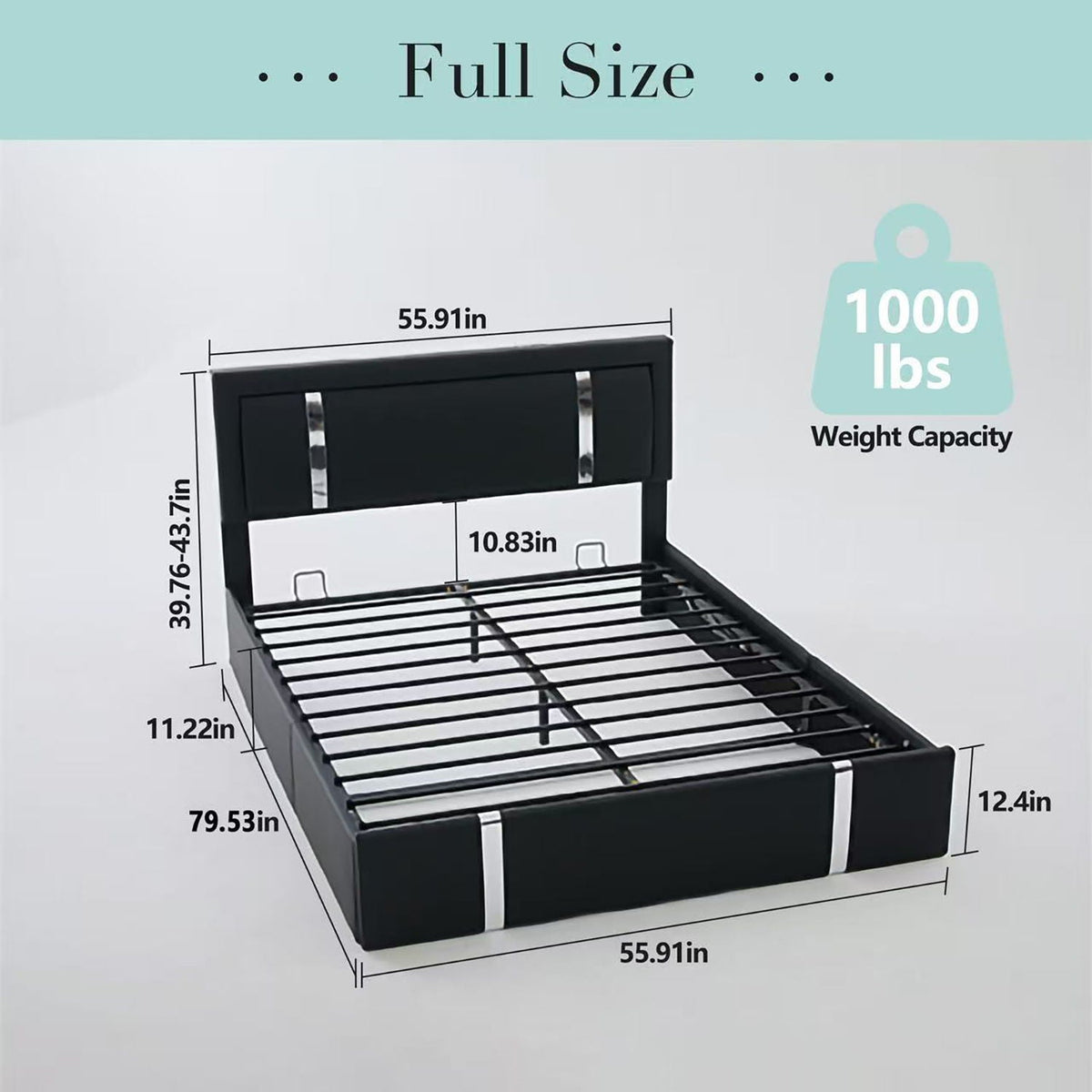Upholstered Bed Frame with Adjustable LED Headboard