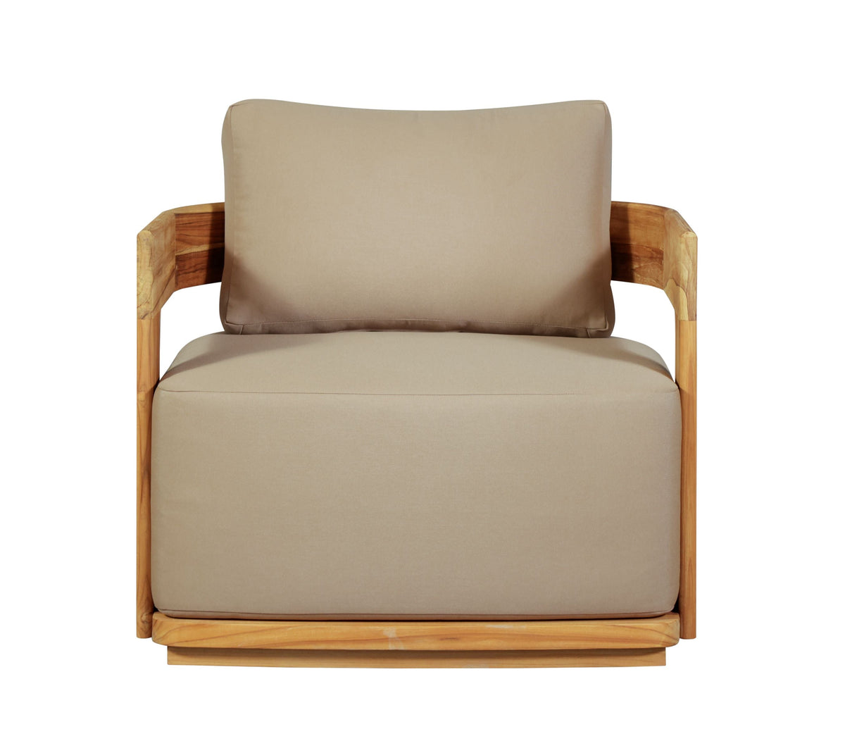 Solid Teak Lounge Set Sofa and Two Arm Chairs, teak and light brown, view 7