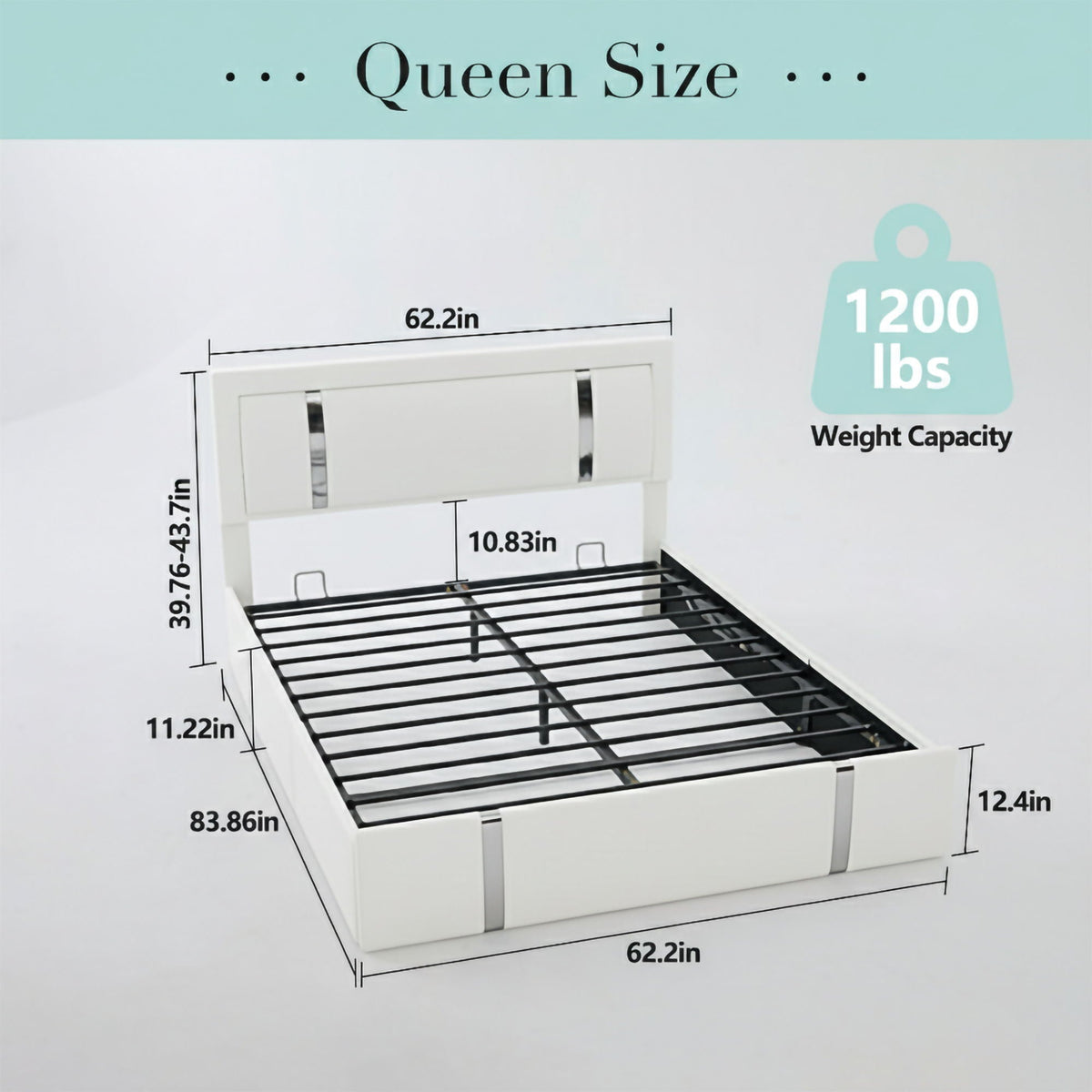 Upholstered Bed Frame with Adjustable LED Headboard