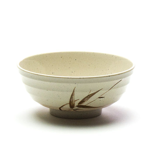 Eggplant-colored Melamine Udon Bowl with a decorative bamboo stem design.