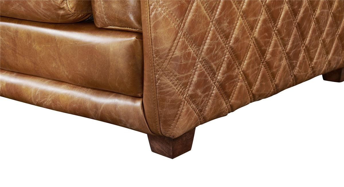 Top Grain Leather Sofa Quilted Outer Shell, light brown, view 7