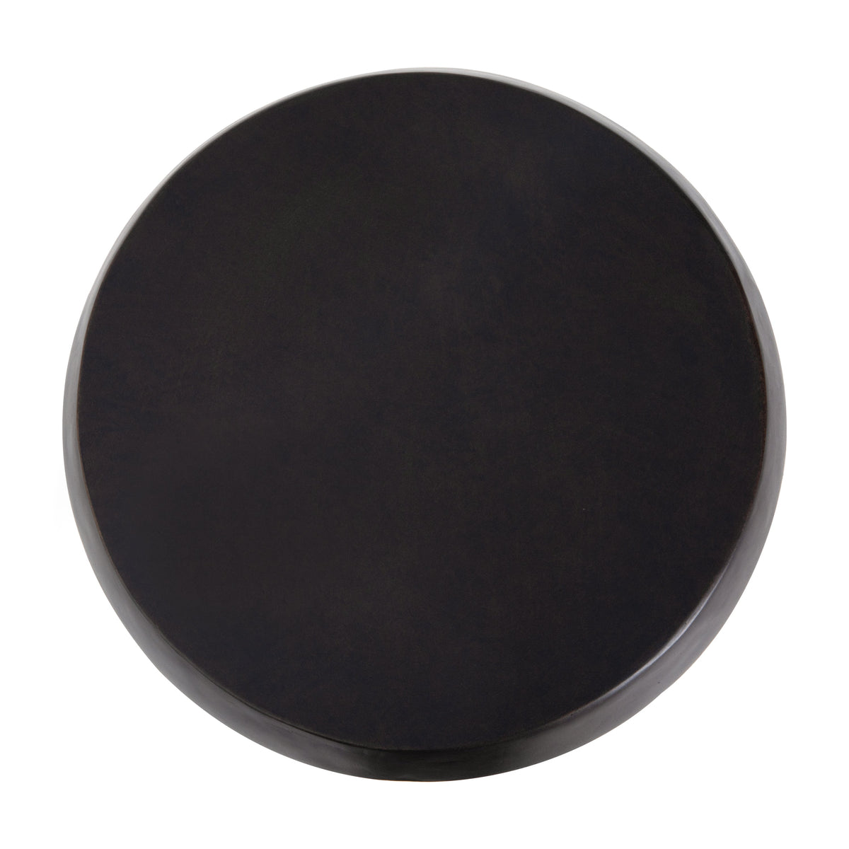 Circular object made of Dark Brown MGO material with smooth finish. Setting is plain white background.
