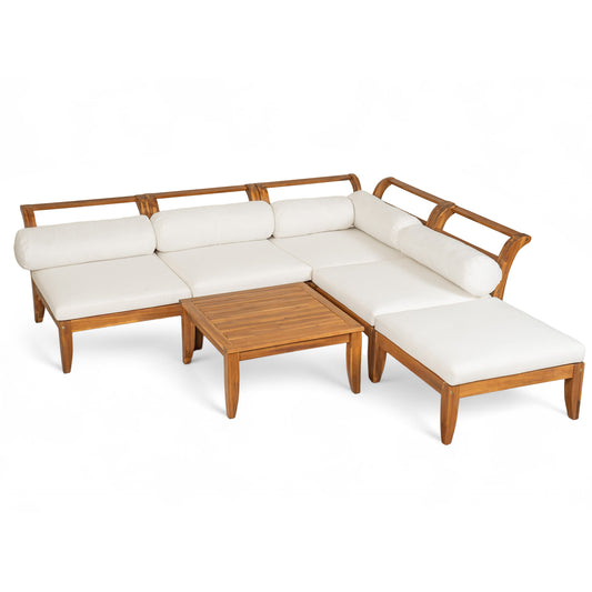 Acacia Wood Outdoor Sectional with Daybed