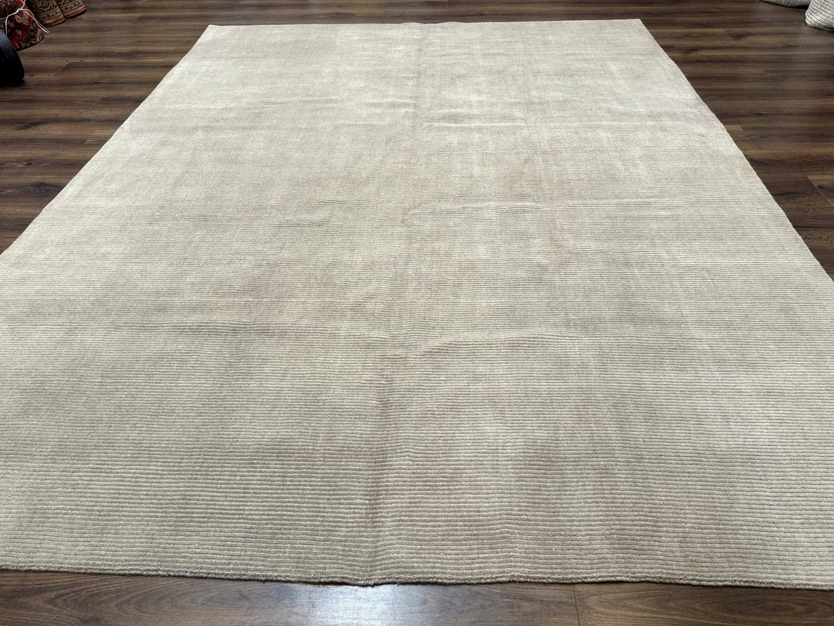 Wool Tibetan Rug Hand-Knotted Tonal Field, taupe, view 2
