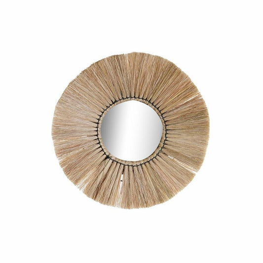 Circular wall mirror with natural woven jute frame