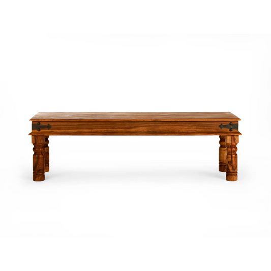 Handcrafted Thakat Rustic Bench on white background