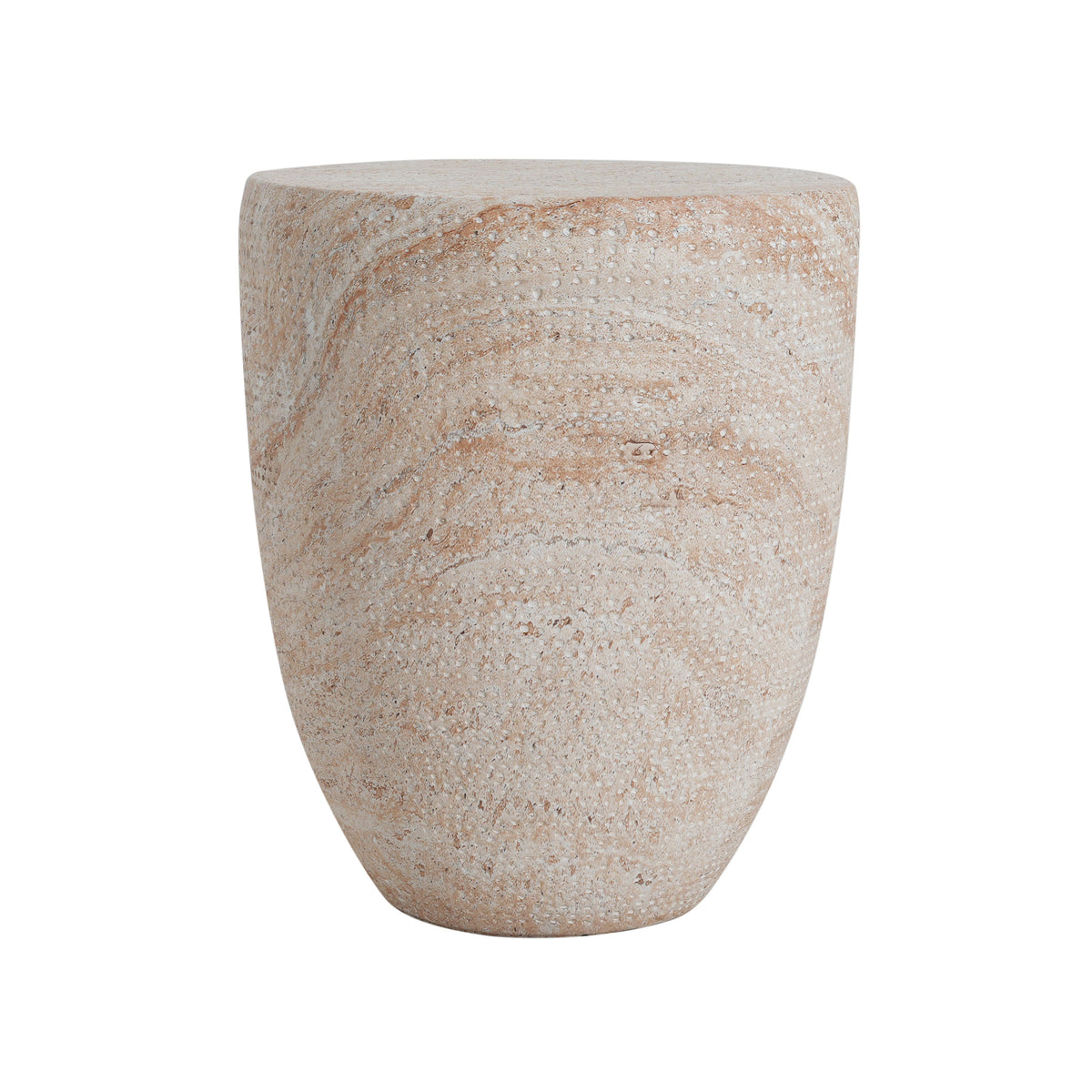 Outdoor/Indoor Lightweight Concrete Side Table - Travertine Tapered Barrel