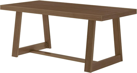 72 Inch Farmhouse Dining Table Solid Wood Rustic Kitchen Table Pecan, natural finish, light brown wood, simple background